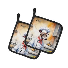 Italian Greyhound The Chef Pair of Pot Holders Kitchen Heat Resistant Pot Holders Sets Oven Hot Pads for Cooking Baking BBQ, 7 1/2 x 7 1/2