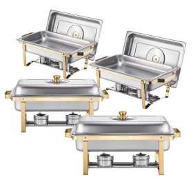 VEVOR Chafing Dish Buffet Set, 8 Qt 4 Pack, Stainless Steel Chafer with 4 Full Size Pans