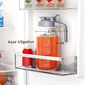 64 oz Large Mason Jar Pitcher with Lid and Spout, Pitcher with Lid for Cold Brew Coffee, Ice Beverage, Sun Tea, Gray