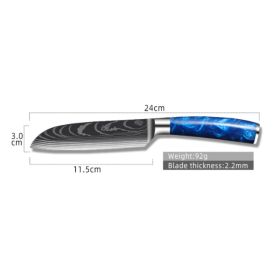 8-inch Chef Knife with Blue Resin Handle (Option: 5inch Santoku knife)