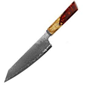 Chef's Knife For Japanese Cuisine In Damascus (Option: Red-34.7cm)
